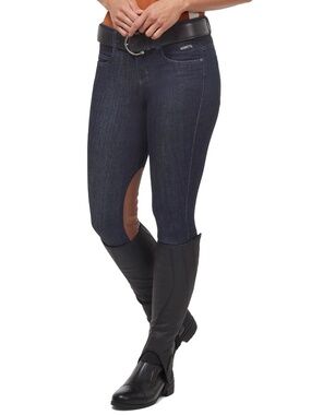 Kerrits Activewear Stretch Denim Knee Patch Riding Breech Size LDENIM / L